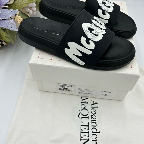 Menzel Alexander McQueen rubber graffiti pool slide size 42.5 made in Italy - Picture 9 of 9